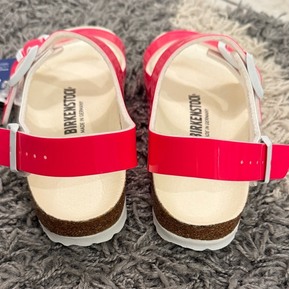 Birkenstock Milano Neon Pink Sandals Shoes Vegan Patent - Picture 10 of 16